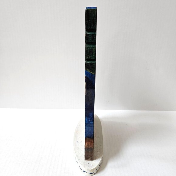 Vintage Hand Painted Wooden Santa Story Time Old World Folk Art Artist Signed 90 - Picture 5 of 6